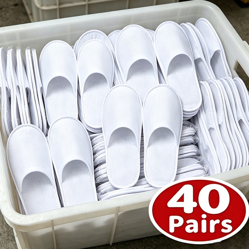 Men Shoes 2026 - 40 paires de chaussons d'hôtel blancs
