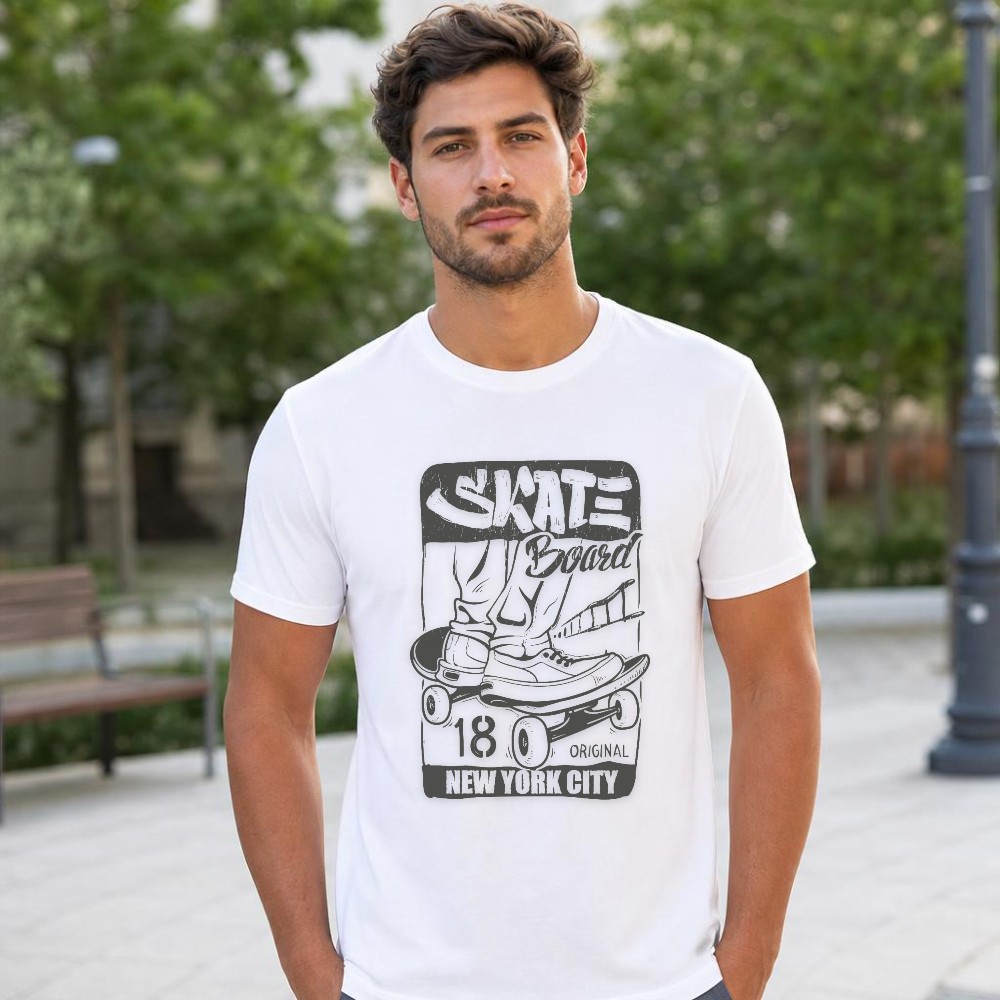 Men'S Shoes York - T-shirt d'été pour hommes, motif skateboard,