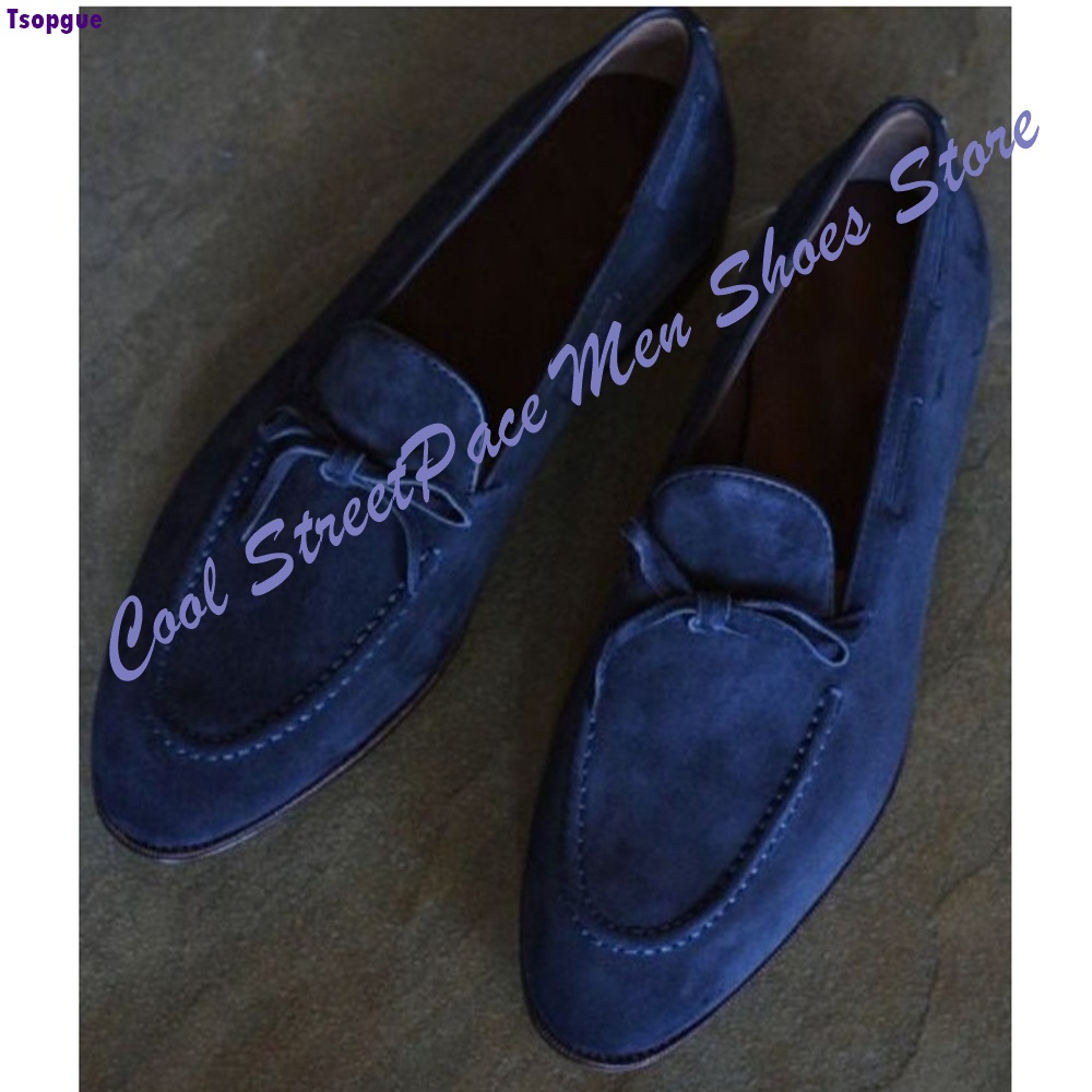 Men'S Shoes Navy Blue - Mocassins à nœud décontractés pour hommes,