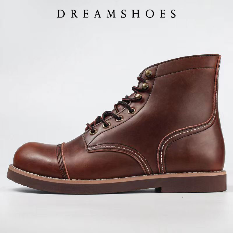Men Shoes 2026 - Bottines de moto en cuir de