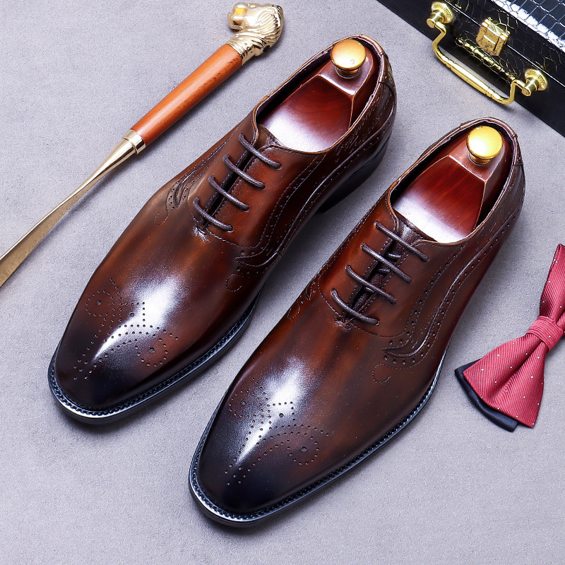 Oxford Brogue Leather - Chaussures Oxford Brogue Vintage pour Hommes