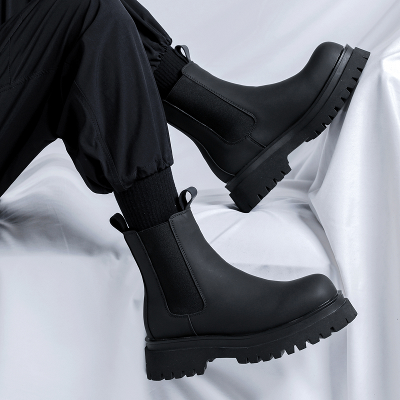 Men Shoes 2026 - Bottes Chelsea montantes noires en cuir