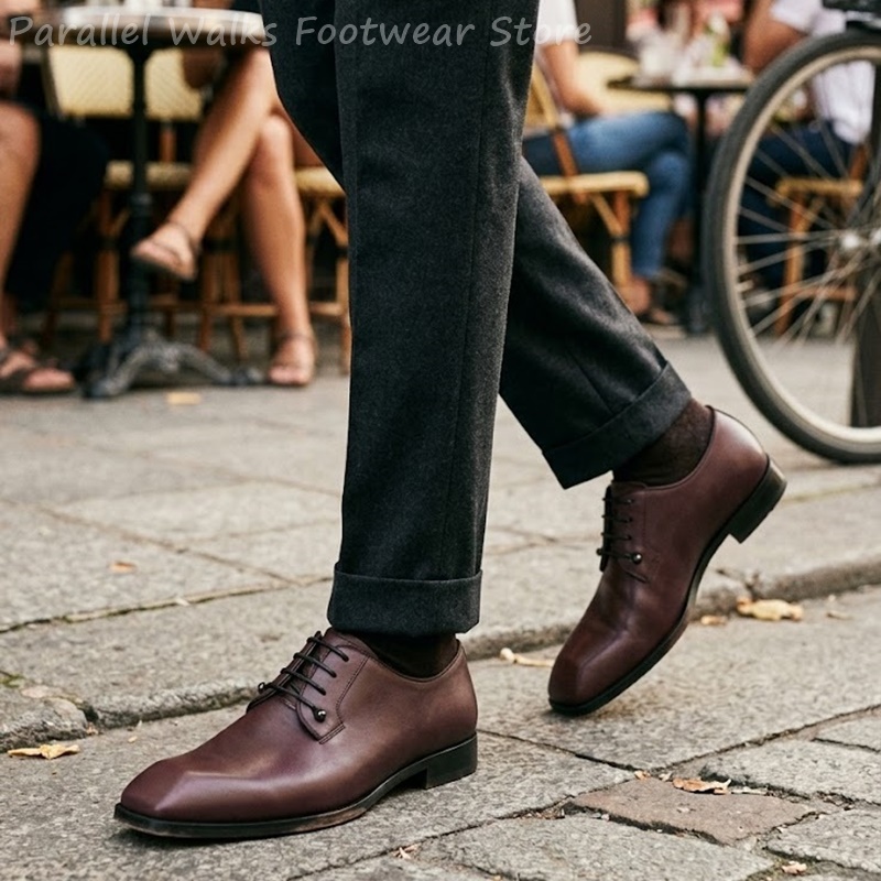 Men'S Shoes Smart - Chaussures Derby en cuir marron foncé