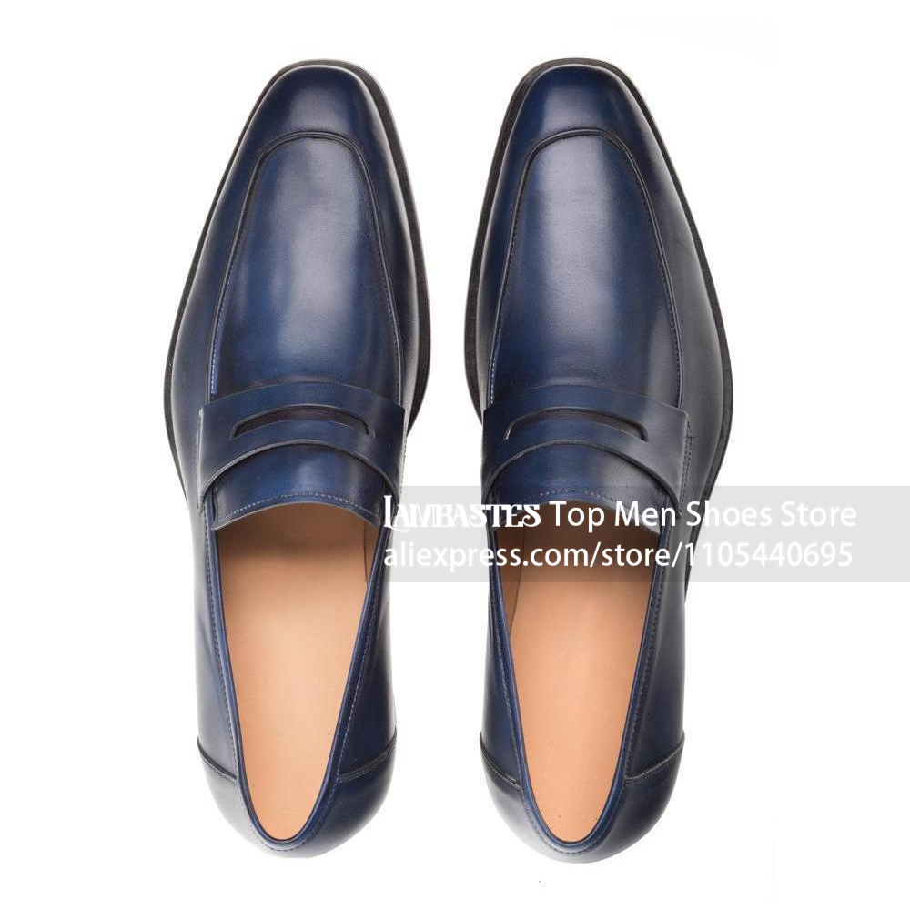 Mocassins en cuir PU bleu mari - Men'S Shoes Navy Blue avis et prix